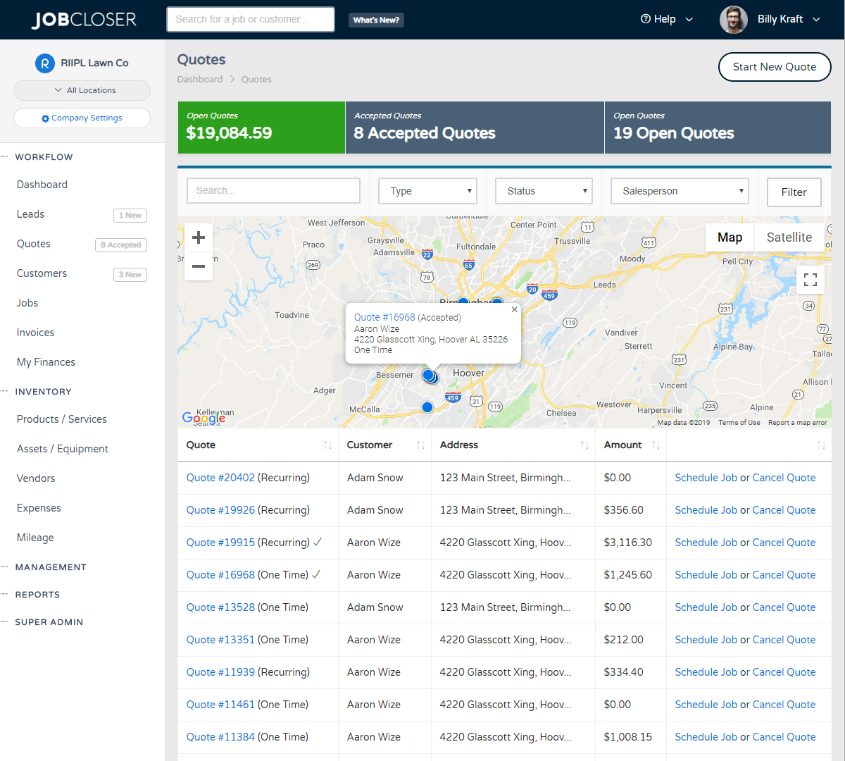 Customer Accepting A Quote
