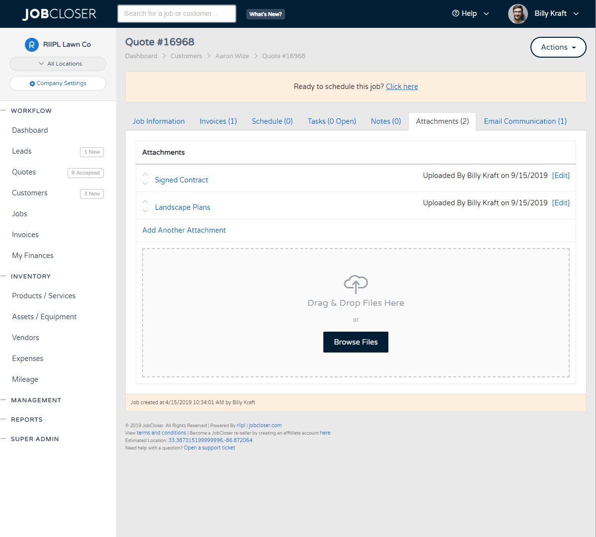 JobCloser Notes & Attachments