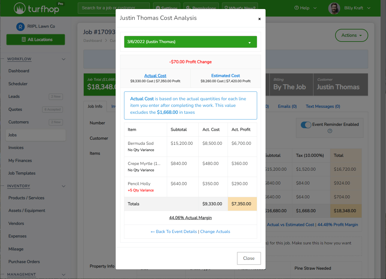 Job Cost Analysis