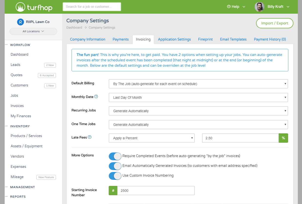 Custom Invoice Numbering