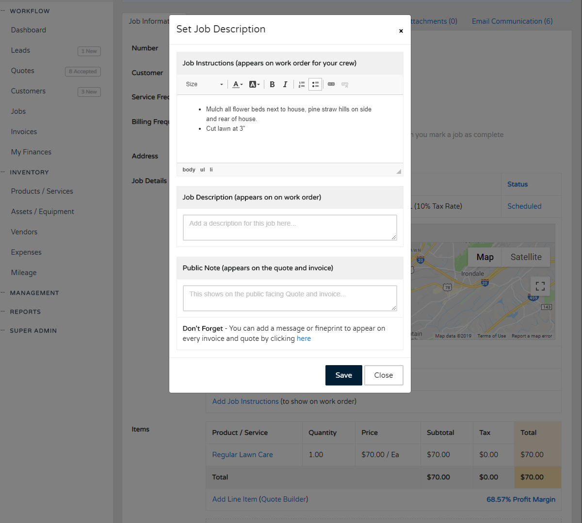 Job and Crew Instructions