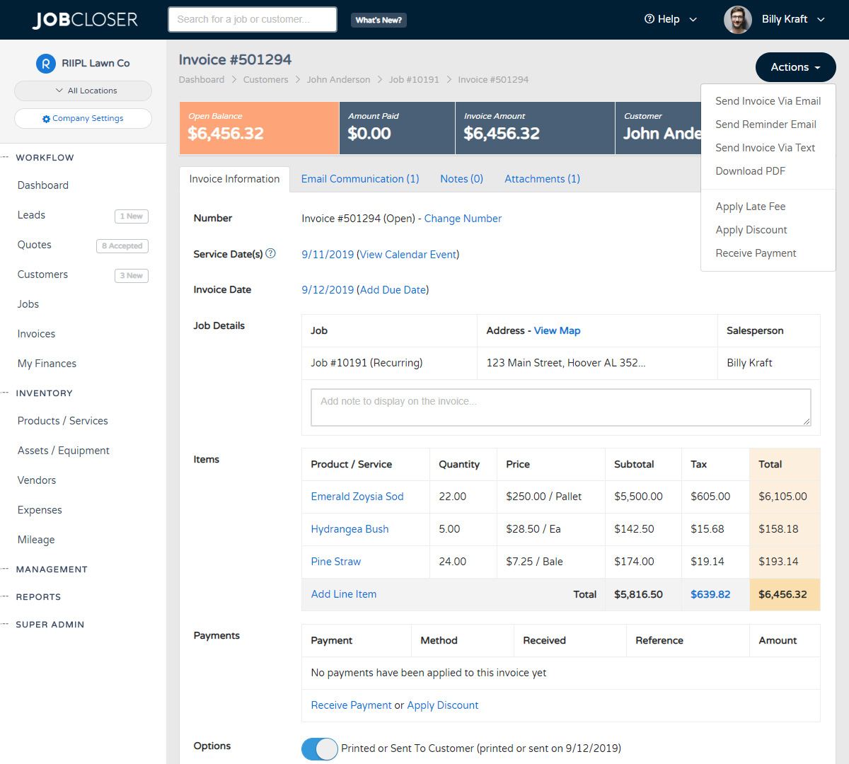 JobCloser Automatic Invoicing