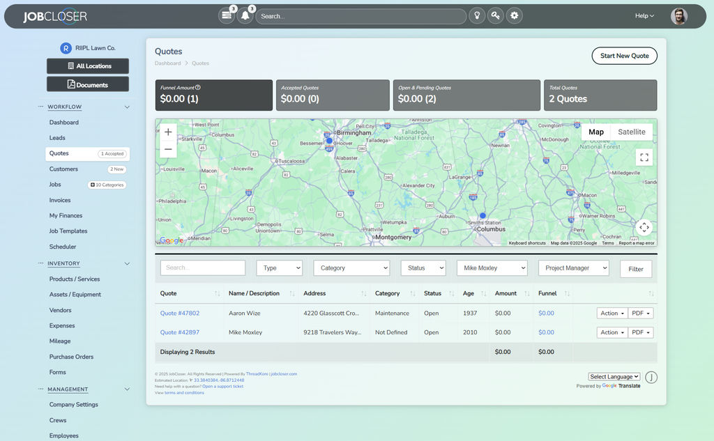 JobCloser Tablet View