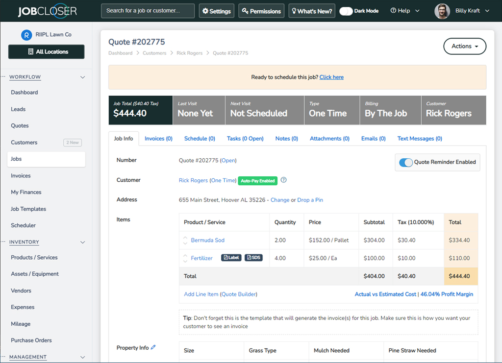 JobCloser Tablet View