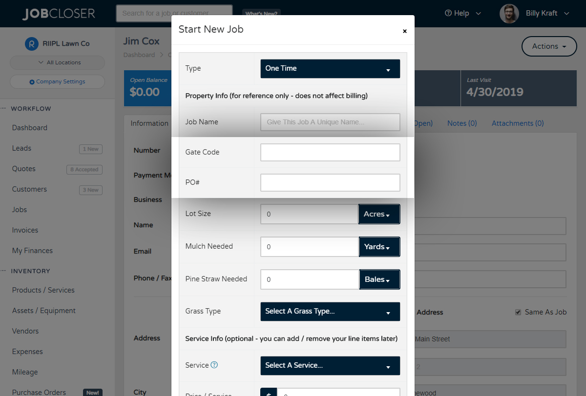 JobCloser Custom Fields