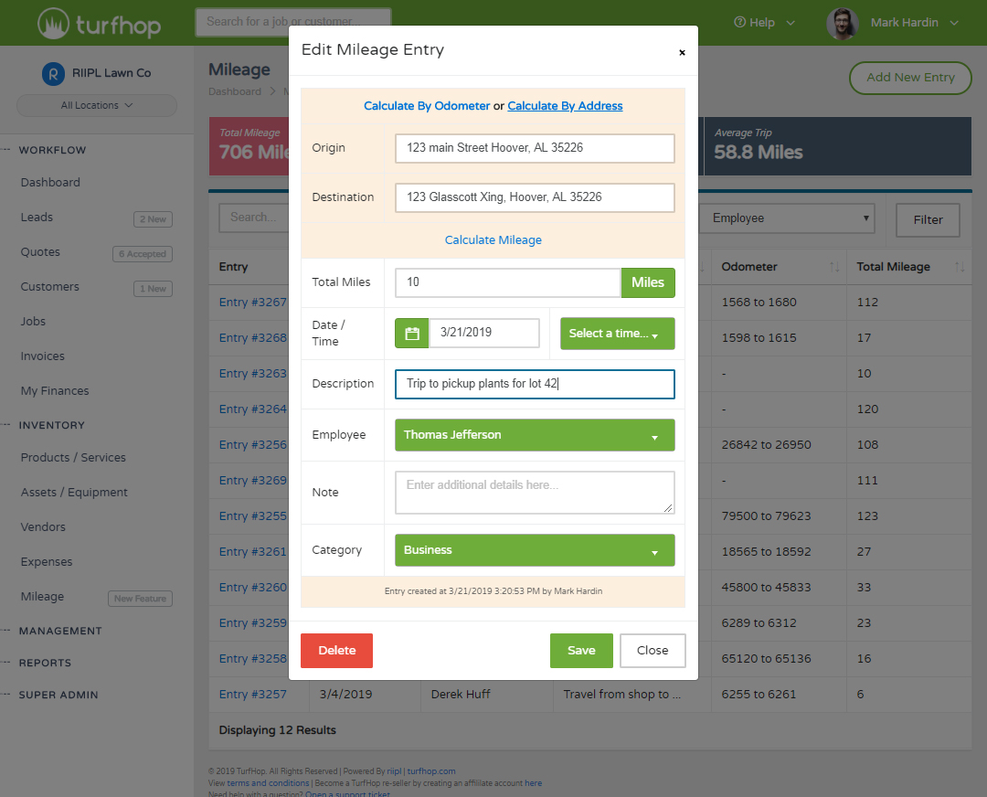 Mileage Tracking