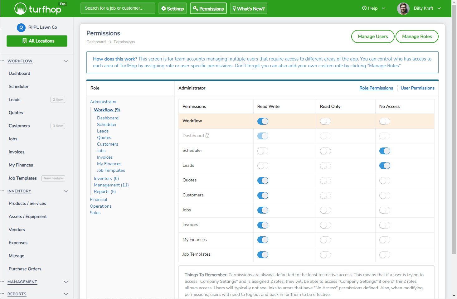 User and Role Permissions