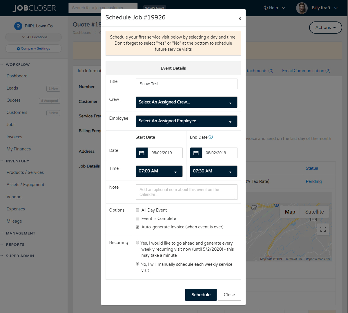 JobCloser How To Schedule A Job