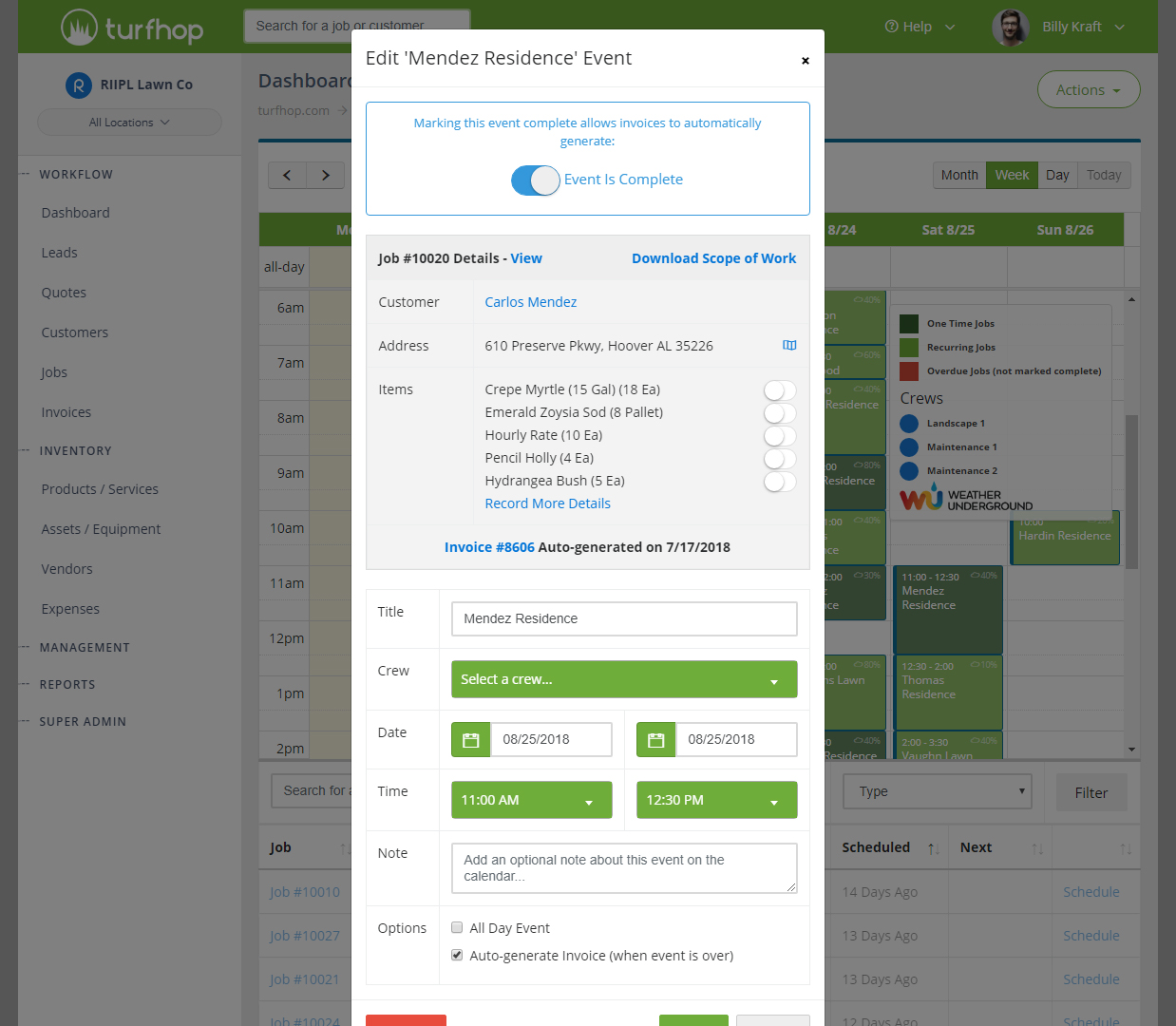 Marking Work Complete