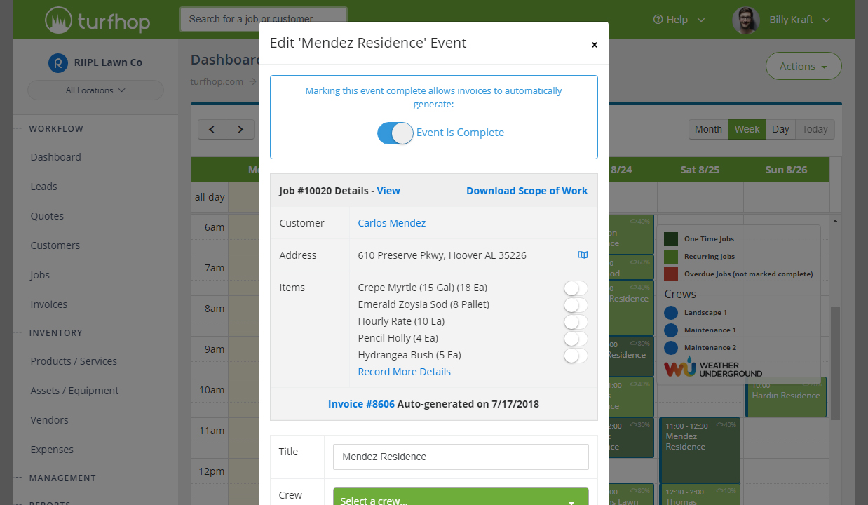 Marking Work Complete