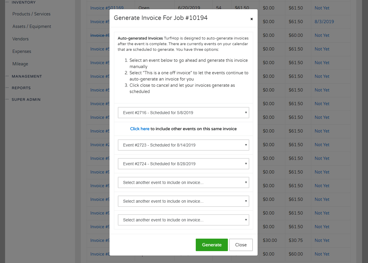 One Invoice - Multiple Jobs