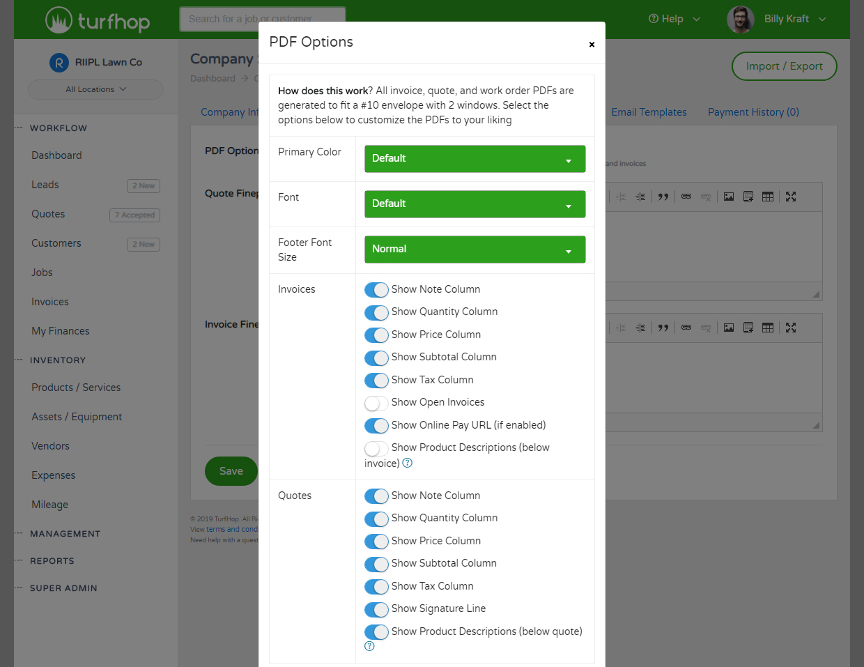 PDF Customizations and Options