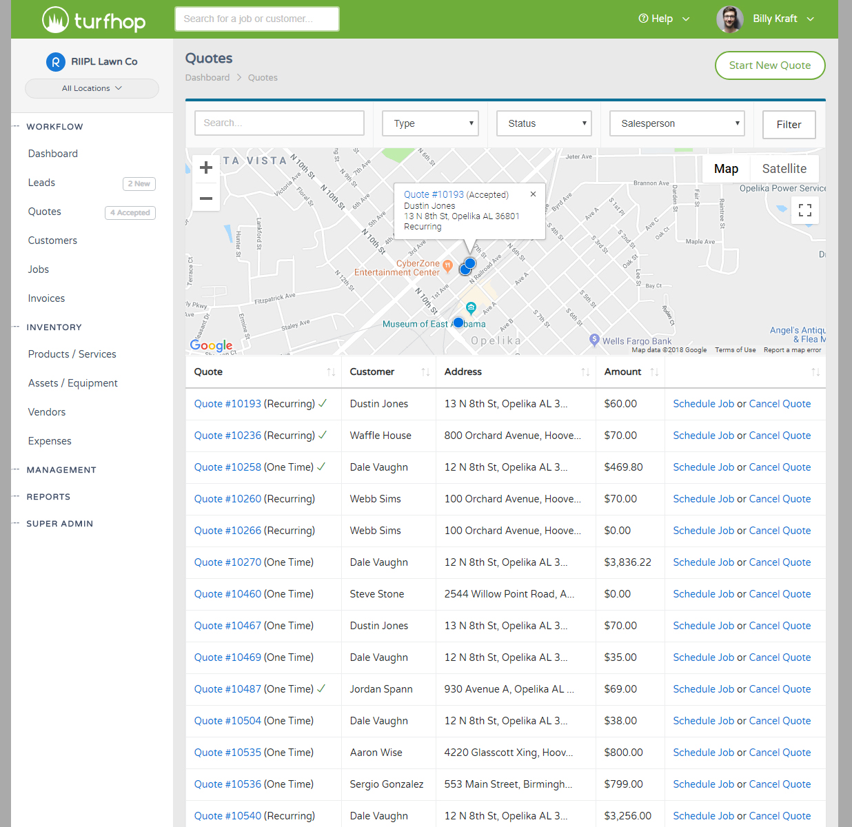 Customer Accepting A Quote
