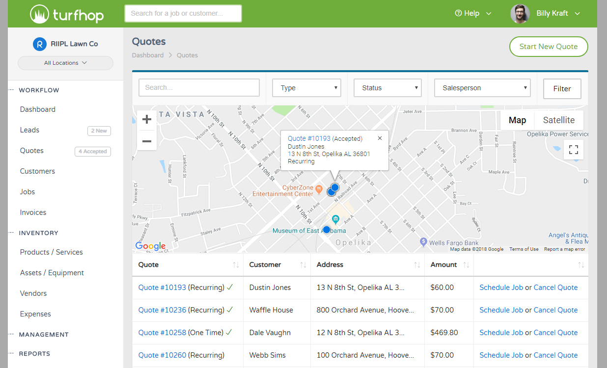Customer Accepting A Quote