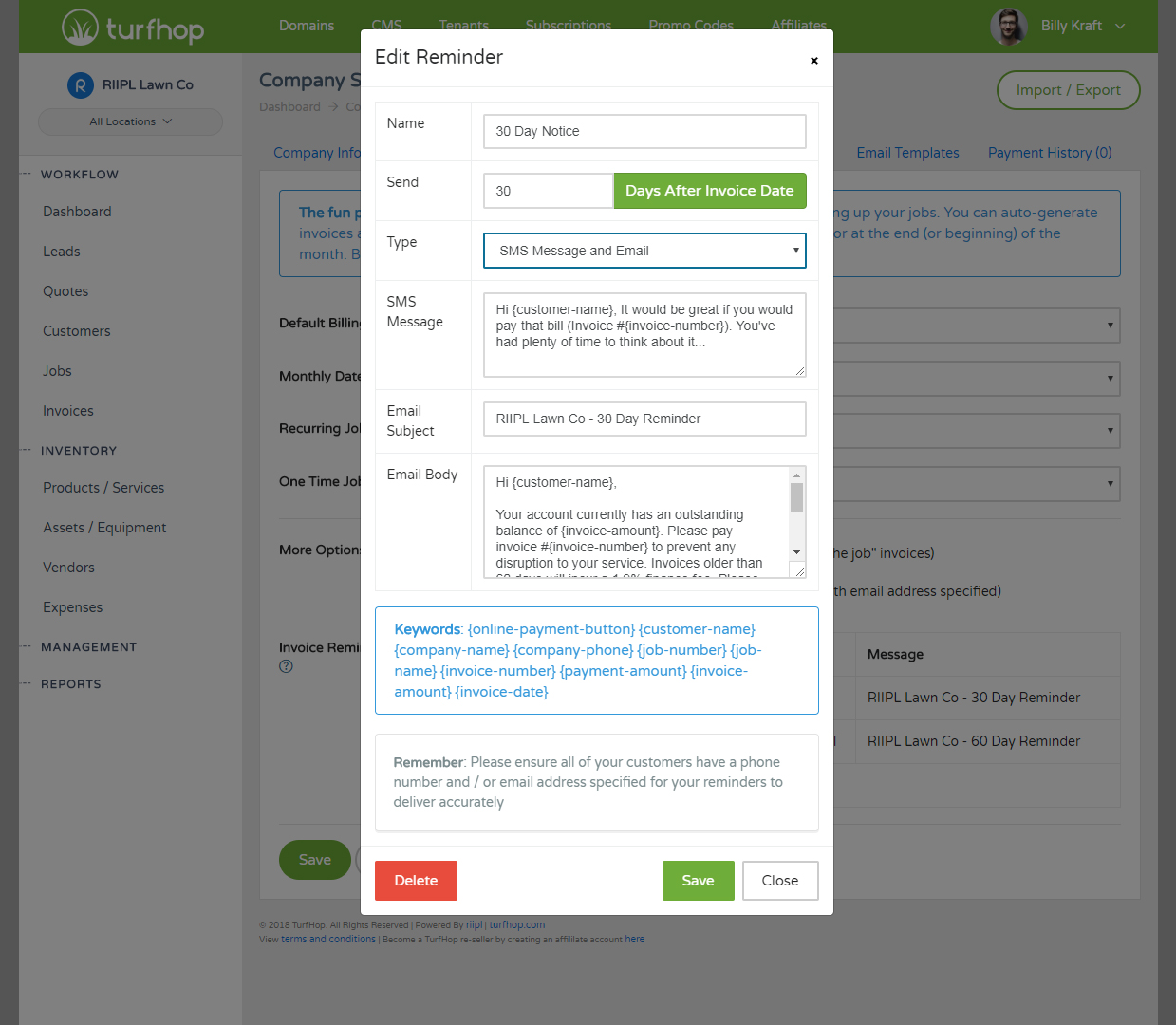 Appointment & Invoice Reminders